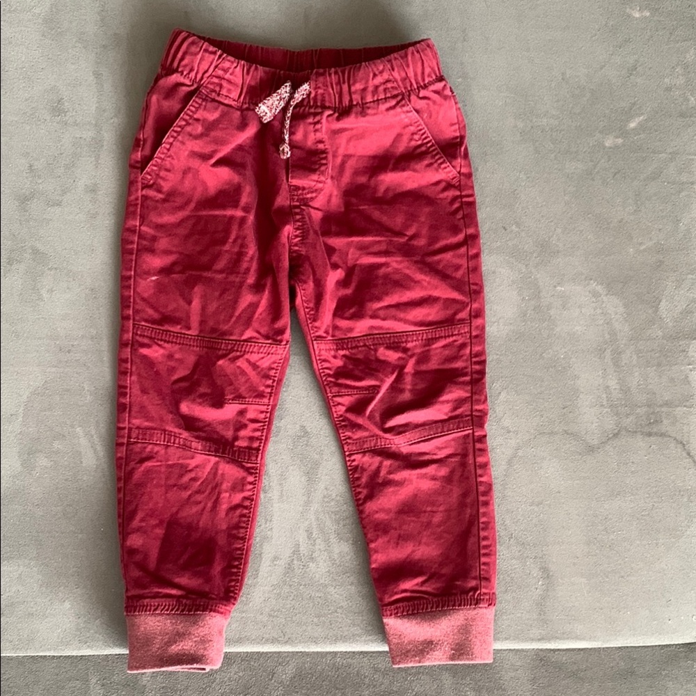 Cat & Jack Red Joggers with Elastic Waistband and Cuffed Ankles